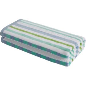 Superior Oversized 2-Piece Beach Towel Set – Quick Drying Cotton Beach Towels, Cape May Striped Summer Towel for Beach, Pool, and Jacuzzi Swim Towel for Kids and Adults 34″ x 64″, Pear(Stitch – Blue Violet)