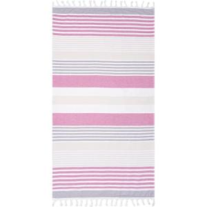 Superior Oversized Cotton Beach Towel for Adults and Kids, Quick Drying Towels for Pool, Spa, Resort, Hotel, Camping, Travel, Super Absorbent, Striped with Tassels, Tropical Cabana Collection, Black(Fuschia)
