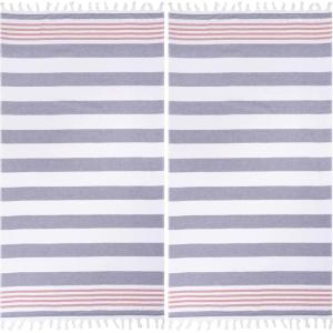 Superior Oversized Cotton Beach Towel for Adults and Kids, Quick Drying Towels for Pool, Spa, Resort, Hotel, Camping, Travel, Super Absorbent, Striped with Tassels, Tropical Cabana Collection, Black(Baked Apple)
