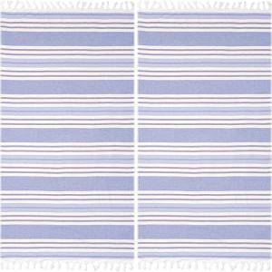 Superior Oversized Cotton Beach Towel for Adults and Kids, Quick Drying Towels for Pool, Spa, Resort, Hotel, Camping, Travel, Super Absorbent, Striped with Tassels, Tropical Cabana Collection, Black(Royal Blue)