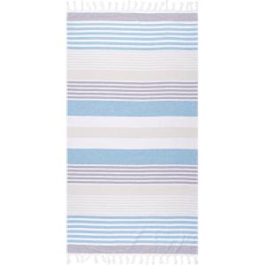 Superior Oversized Cotton Beach Towel for Adults and Kids, Quick Drying Towels for Pool, Spa, Resort, Hotel, Camping, Travel, Super Absorbent, Striped with Tassels, Tropical Cabana Collection, Black(Sky Blue)
