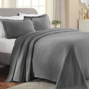 Superior Paisley 3 Piece Cotton Bedspread Set, Home Bed Decor, Decorative Bed Spread, 2 Pillow Shams, Medium Weight Blanket, Matelasse Coverlet Bedding, Vintage Floral Pattern, Queen, White(Grey)