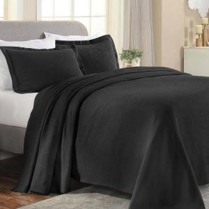 Superior Paisley 3 Piece Cotton Bedspread Set, Home Bed Decor, Decorative Bed Spread, 2 Pillow Shams, Medium Weight Blanket, Matelasse Coverlet Bedding, Vintage Floral Pattern, Queen, White(Black)