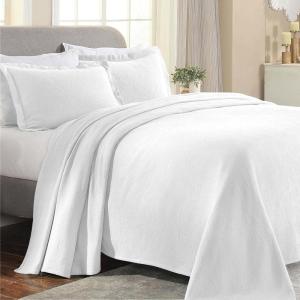 Superior Paisley 3 Piece Cotton Bedspread Set, Home Bed Decor, Decorative Bed Spread, 2 Pillow Shams, Medium Weight Blanket, Matelasse Coverlet Bedding, Vintage Floral Pattern, Queen, White(White)