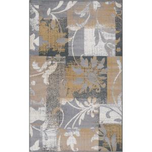 Superior Pastiche Floral Patchwork Non-Slip Indoor Washable Area Rug, 10′ x 14′, Brown(Camel)