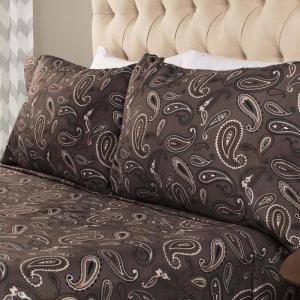 Superior Premium Cotton Flannel Sheets, All Season 100% Brushed Cotton Flannel Bedding, 4-Piece Sheet Set with Deep Fitting Pockets – Grey Paisley, Queen Bed(Charcoal – Z)