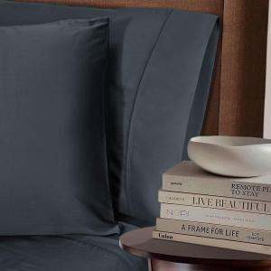 Superior Rayon from Bamboo 300 Thread Pillowcase Set, Lightweight, Soft Pillowcases, Guest Bedroom Pillow Covers, Bedding Basics, Bed Essentials, Luxury Sateen Weave, 2 Pack, King, Grey(Charcoal)