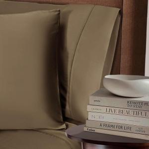Superior Rayon from Bamboo 300 Thread Pillowcase Set, Lightweight, Soft Pillowcases, Guest Bedroom Pillow Covers, Bedding Basics, Bed Essentials, Luxury Sateen Weave, 2 Pack, King, Grey(Taupe)