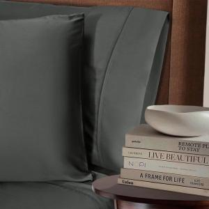Superior Rayon from Bamboo 300 Thread Pillowcase Set, Lightweight, Soft Pillowcases, Guest Bedroom Pillow Covers, Bedding Basics, Bed Essentials, Luxury Sateen Weave, 2 Pack, King, Grey(Grey)