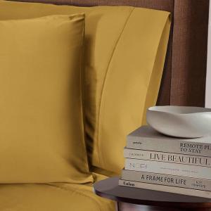 Superior Rayon from Bamboo 300 Thread Pillowcase Set, Lightweight, Soft Pillowcases, Guest Bedroom Pillow Covers, Bedding Basics, Bed Essentials, Luxury Sateen Weave, 2 Pack, King, Grey(Gold)