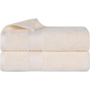 Superior Rayon from Bamboo Cotton Blend Bath Towel Set, Ideal for Bathroom, Guest Bath, Gym, Spa, Bathroom Decor, Home Essentials, Includes; 2 Bath Towels, 2 Pack, 30” x 54″, Ivory