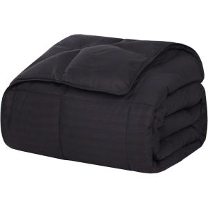 Superior Reversible Down Alternative Polyfill Blanket with Striped Microfiber Shell – King, Grey(Black)