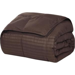 Superior Reversible Down Alternative Polyfill Blanket with Striped Microfiber Shell – King, Grey(Chocolate)