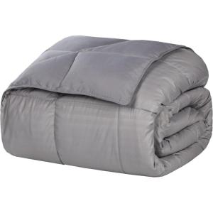 Superior Reversible Down Alternative Polyfill Blanket with Striped Microfiber Shell – King, Grey(Gray)