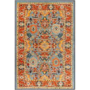 Superior Rylstone Rustic Tribal Medallion Indoor Area Rug for Living Room, Bedroom, Office, Kitchen, Dining, Washable Rugs, Foam Backing, Hadar Collection-Mac, 2′ x 3′, Blue(Light Blue)