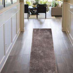 Superior Shag Indoor Runner Rug, Non-Slip Backing, Plush Solid Rugs, for Entryway, Kitchen, Dorm, Hallway, Playroom Floor Decor, Berlin Shag Collection, 2′ 7″ x 8′, Taupe(Taupe – Z)