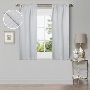 Superior Shimmer Blackout Curtain Set of 2, Thermal Insulated Panel Pair with Grommet Top Header, Chic Metallic Embellished Room Darkening Drapes, Available in 4 Lengths – Navy, 52” x 63” each(Chrome)