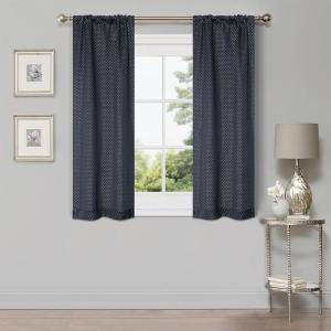 Superior Shimmer Blackout Curtain Set of 2, Thermal Insulated Panel Pair with Grommet Top Header, Chic Metallic Embellished Room Darkening Drapes, Available in 4 Lengths – Navy, 52” x 63” each(Deep Gulf)