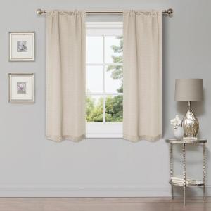 Superior Shimmer Blackout Curtain Set of 2, Thermal Insulated Panel Pair with Grommet Top Header, Chic Metallic Embellished Room Darkening Drapes, Available in 4 Lengths – Navy, 52” x 63” each(Ivory)