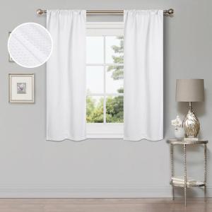 Superior Shimmer Blackout Curtain Set of 2, Thermal Insulated Panel Pair with Grommet Top Header, Chic Metallic Embellished Room Darkening Drapes, Available in 4 Lengths – Navy, 52” x 63” each(Snow White)