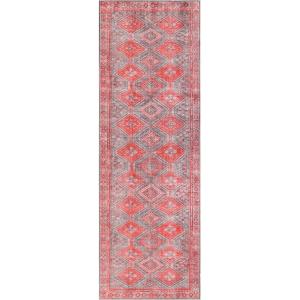 Superior Small Indoor Area Rug, Modern Floor Decor for Living/Dining, Bedroom, Kitchen, Office, Entry, Flat-Weave, Medallion, Wildlife, Cotton Backing, Copley Collection, 3′ 6″ x 5′ 6″, Brown(Crimson Red)