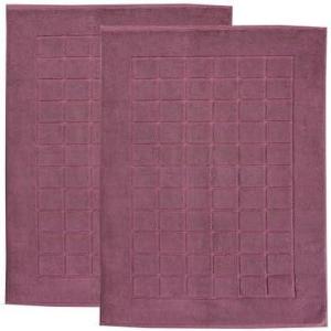 Superior Striped Bath Mat 2-Pack, 100% Combed Cotton, Luxury Spa Ribbed Texture, Durable and Washable Bathroom Mats – Aster Blue, 22″ x 35″ each(Plum)