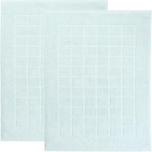 Superior Striped Bath Mat 2-Pack, 100% Combed Cotton, Luxury Spa Ribbed Texture, Durable and Washable Bathroom Mats – Aster Blue, 22″ x 35″ each(Sea Foam)