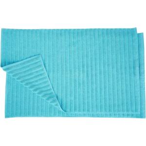 Superior Striped Bath Mat 2-Pack, 100% Combed Cotton, Luxury Spa Ribbed Texture, Durable and Washable Bathroom Mats – Aster Blue, 22″ x 35″ each(Turquoise)