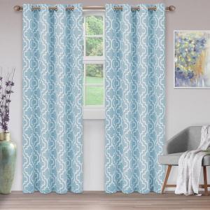 Superior Trellis Collection Quality Soft, Insulated, Thermal, Woven Blackout Grommet Printed Curtain Panel Pair (Set Of 2) 52″ x 84″ – Light Blue(Light Blue)