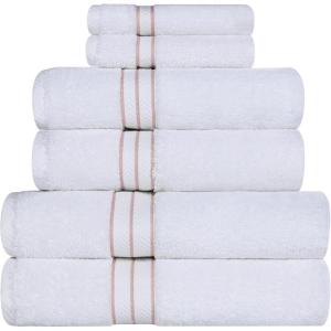 Superior Turkish Cotton Ultra-Plush 6-Piece Towel Set, Ideal for Master Bath, Guest Bathroom, Fast Drying, Shower, Spa, Face/Washcloths, Hand, Bath Towels, Absorbent, Home Basics, Tea Rose(Tea Rose)
