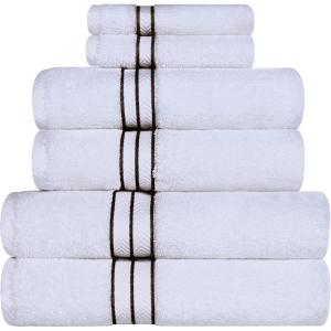 Superior Turkish Cotton Ultra-Plush 6-Piece Towel Set, Ideal for Master Bath, Guest Bathroom, Fast Drying, Shower, Spa, Face/Washcloths, Hand, Bath Towels, Absorbent, Home Basics, Tea Rose(Chocolate)