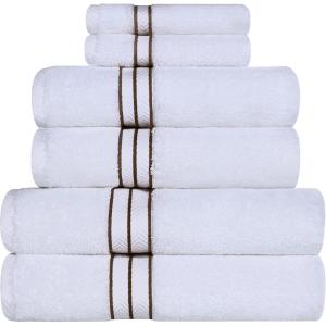 Superior Turkish Cotton Ultra-Plush 6-Piece Towel Set, Ideal for Master Bath, Guest Bathroom, Fast Drying, Shower, Spa, Face/Washcloths, Hand, Bath Towels, Absorbent, Home Basics, Tea Rose(Latte)
