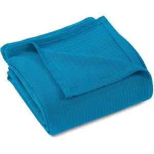 Superior Waffle Weave Cotton Blanket, for Picnic, Beach, Traveling or Camping, Comfy Blanket, Bedroom Decor, Essentials, Cover for Bed, Couch, Lounging, Honeycomb Knit, Full/Queen, Turquoise(Azure)