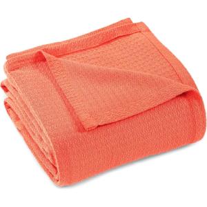 Superior Waffle Weave Cotton Blanket, for Picnic, Beach, Traveling or Camping, Comfy Blanket, Bedroom Decor, Essentials, Cover for Bed, Couch, Lounging, Honeycomb Knit, Full/Queen, Turquoise(Coral)