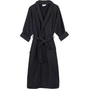 Superior Waffle Weave Cotton Unisex Bathrobe with Belt, Soft and Absorbent Robe for Men and Women Bath Essentials Robes(Black)