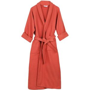 Superior Waffle Weave Cotton Unisex Bathrobe with Belt, Soft and Absorbent Robe for Men and Women Bath Essentials Robes(Coral)