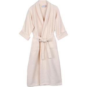Superior Waffle Weave Cotton Unisex Bathrobe with Belt, Soft and Absorbent Robe for Men and Women Bath Essentials Robes(Cream)