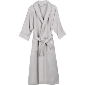 Superior Waffle Weave Cotton Unisex Bathrobe with Belt, Soft and Absorbent Robe for Men and Women Bath Essentials Robes(Silver)