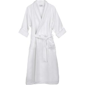 Superior Waffle Weave Cotton Unisex Bathrobe with Belt, Soft and Absorbent Robe for Men and Women Bath Essentials Robes(White)