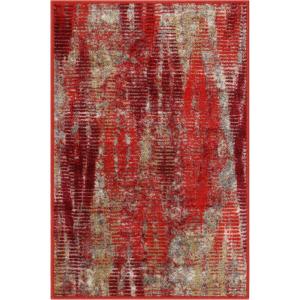 Superior Washable Indoor Area Rug, for Dining, Kitchen, Office, Modern Floor Decor, Soft Aesthetic Rugs, Abstract Brushstrokes Indoor Rug, Brayton Collection, 5′ x 8′, Orange(Red)