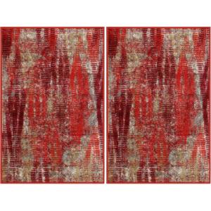 Superior Washable Indoor Area Rug, for Dining, Kitchen, Office, Modern Floor Decor, Soft Aesthetic Rugs, Abstract Brushstrokes Indoor Rug, Brayton Collection, 5′ x 8′, Orange(Orange)