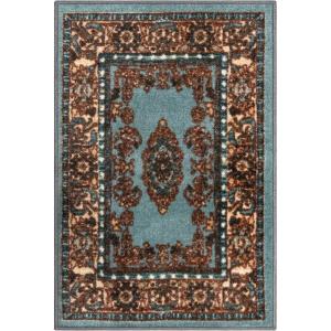 Superior Washable Indoor Area Rug, for Dining, Kitchen, Office, Modern Floor Decor, Soft Aesthetic Rugs, Abstract Brushstrokes Indoor Rug, Brayton Collection, 5′ x 8′, Orange(Blue/Green)