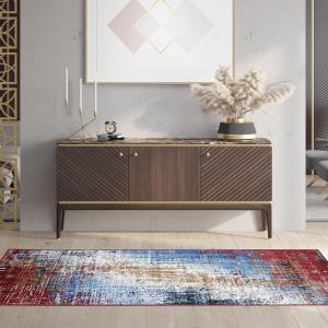 Superior Washable Indoor Area Rug, for Dining, Kitchen, Office, Modern Floor Decor, Soft Aesthetic Rugs, Abstract Brushstrokes Indoor Rug, Brayton Collection, 5′ x 8′, Orange(Multi Color)