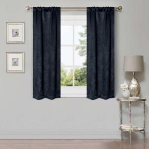 Superior Waverly Blackout Curtain Set of 2, Thermal Insulated Panel Pair with Grommet Top Header, Beautiful Embossed Wave Room Darkening Drapes, Available in 4 Lengths – Ivory, 52”x84” each(Navy Blue)