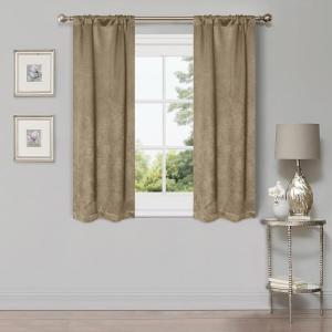 Superior Waverly Blackout Curtain Set of 2, Thermal Insulated Panel Pair with Grommet Top Header, Beautiful Embossed Wave Room Darkening Drapes, Available in 4 Lengths – Ivory, 52”x84” each(Tan)