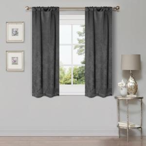 Superior Waverly Blackout Curtain Set of 2, Thermal Insulated Panel Pair with Grommet Top Header, Beautiful Embossed Wave Room Darkening Drapes, Available in 4 Lengths – Ivory, 52”x84” each(Grey)
