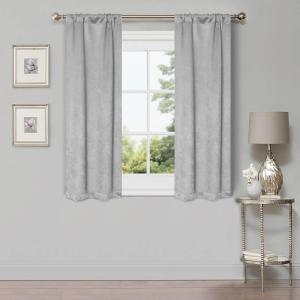 Superior Waverly Blackout Curtain Set of 2, Thermal Insulated Panel Pair with Grommet Top Header, Beautiful Embossed Wave Room Darkening Drapes, Available in 4 Lengths – Ivory, 52”x84” each(Chrome)