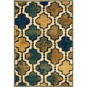 Superior Witland Modern Trellis Indoor Area Rug with Jute Backing Decor for Bedroom, Office, Living Room, Entryway, Vintage Tribal Area Rugs Viking Collection, 8′ x 10′, Royal Blue(Green)