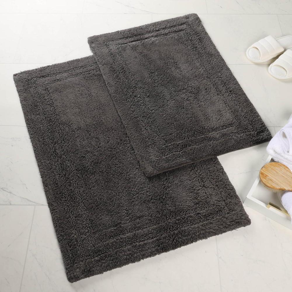 imageSuperior NonSlip 2 Piece Bath Rug Set Ultra Plush Soft and Absorbent 100 Combed Cotton Pile  Traditional Oval Bath Mat Set PlumCharcoal