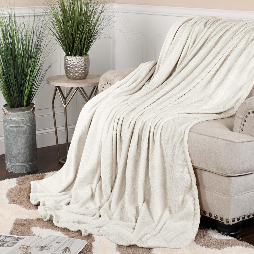 imageSuperior Quilted Diamond Throw Blanket Soft Plush Fleece Blanket for Couch Bed ampamp Living Room Cozy Lightweight All Season Alaska Blanket FullQueen GoldIvory